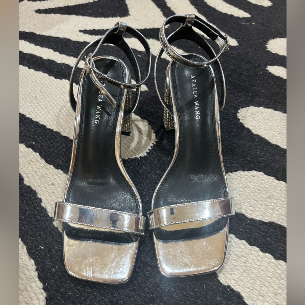 Azalea Wang Silver Strappy Heels